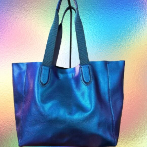 EUC Coach x NASA Hologram Iridescent Blue Derby Tote Bag - Picture 7 of 7